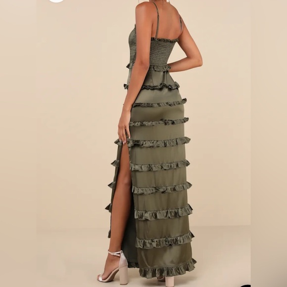 Lulu's Olive Green Ruffle Tiered Maxi Dress - Picture 2 of 3